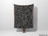 Modern Boho Black and White Monochrome Woven Throw Blanket and Tapestry