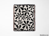 Modern Retro Groovy Black and White Woven Throw Blanket and Tapestry