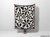 Modern Retro Groovy Black and White Woven Throw Blanket and Tapestry