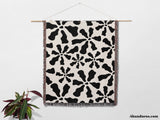 Modern Retro Groovy Black and White Woven Throw Blanket and Tapestry