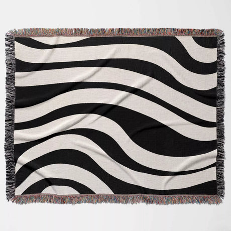 Monochrome Abstract Decorative Woven Throw Blanket - DesignerOllie.com