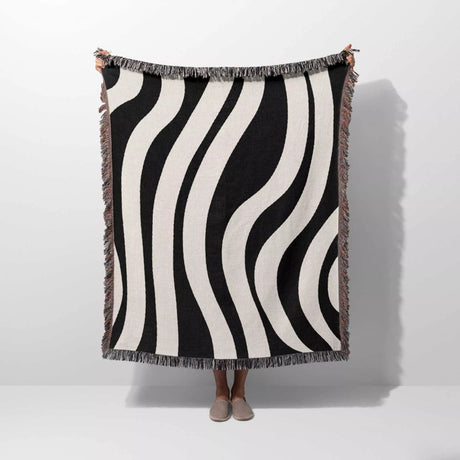Monochrome Abstract Decorative Woven Throw Blanket - DesignerOllie.com