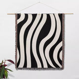 Monochrome Abstract Decorative Woven Throw Blanket - DesignerOllie.com