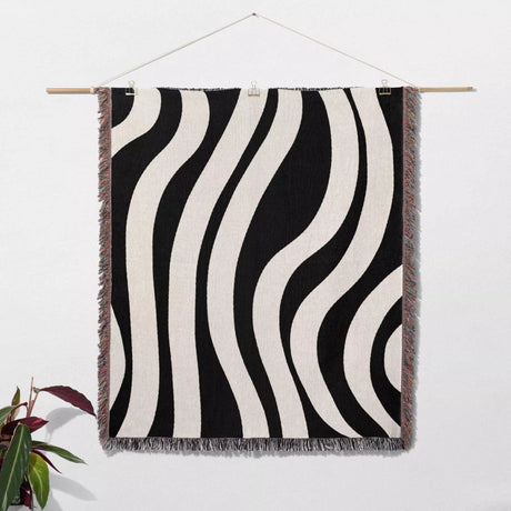 Monochrome Abstract Decorative Woven Throw Blanket - DesignerOllie.com