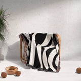 Monochrome Abstract Decorative Woven Throw Blanket - DesignerOllie.com