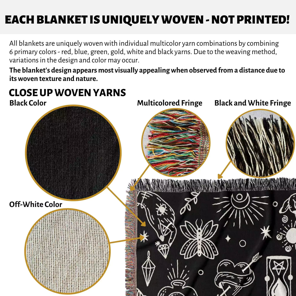 Occult Symbols with Spooky Elements Woven Throw Blanket - DesignerOllie.com