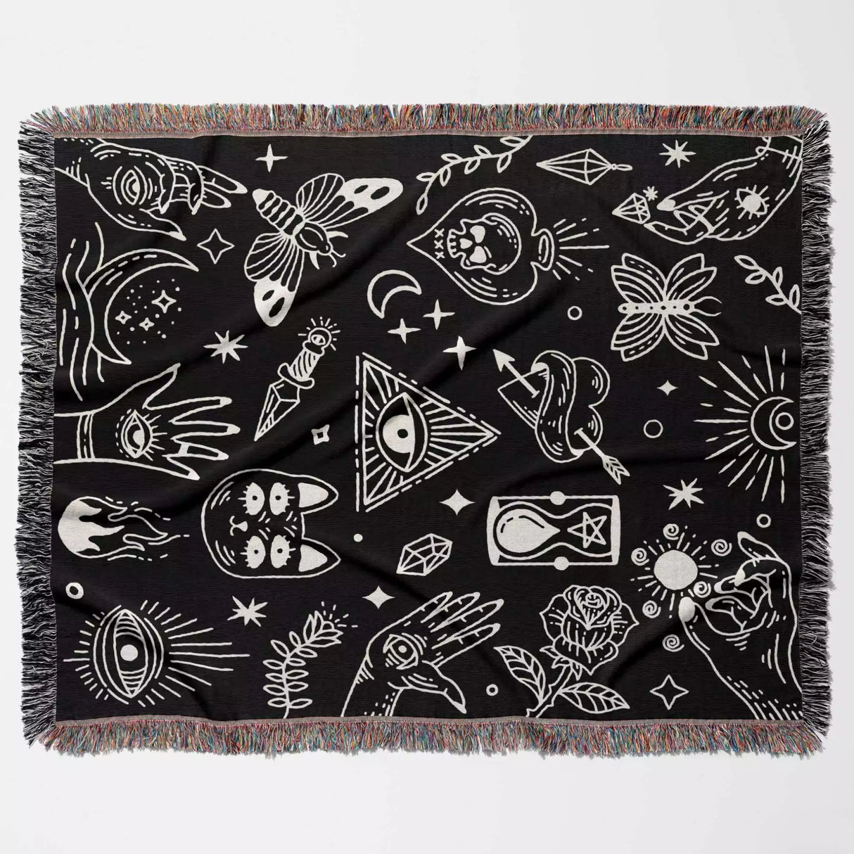 Occult Symbols with Spooky Elements Woven Throw Blanket - DesignerOllie.com