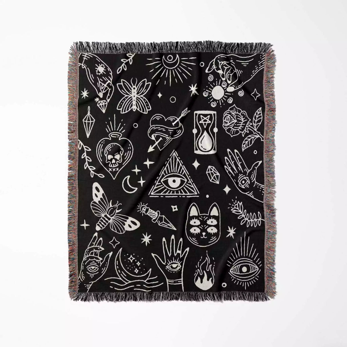 Occult Symbols with Spooky Elements Woven Throw Blanket - DesignerOllie.com