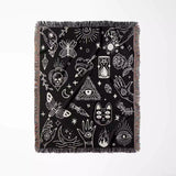 Occult Symbols with Spooky Elements Woven Throw Blanket - DesignerOllie.com