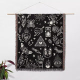 Occult Symbols with Spooky Elements Woven Throw Blanket - DesignerOllie.com