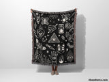 Occult Symbols with Spooky Elements Woven Throw Blanket