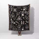 Occult Symbols with Spooky Elements Woven Throw Blanket - DesignerOllie.com
