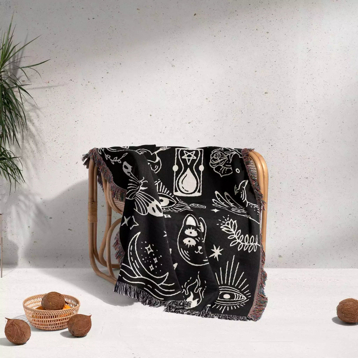 Occult Symbols with Spooky Elements Woven Throw Blanket - DesignerOllie.com