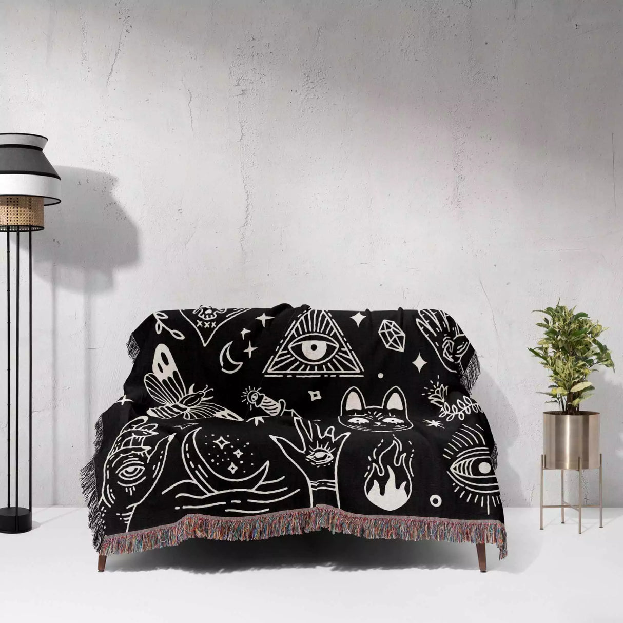 Occult Symbols with Spooky Elements Woven Throw Blanket - DesignerOllie.com