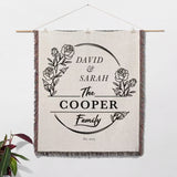 Personalized 2 year anniversary gift for wife woven throw blanket tapestry with roses and text on a white background