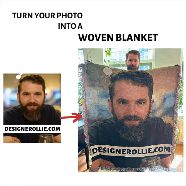 Personalized Photo Cotton Woven Throw Blanket - Unique Gift Idea - DesignerOllie.com