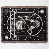 Pisces Zodiac Sign Astrology Woman Woven Throw Blanket Tapestry - DesignerOllie.com