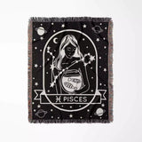 Pisces Zodiac Sign Astrology Woman Woven Throw Blanket Tapestry - DesignerOllie.com