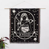 Pisces Zodiac Sign Astrology Woman Woven Throw Blanket Tapestry - DesignerOllie.com