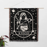 Pisces Zodiac Sign Astrology Woman Woven Throw Blanket Tapestry