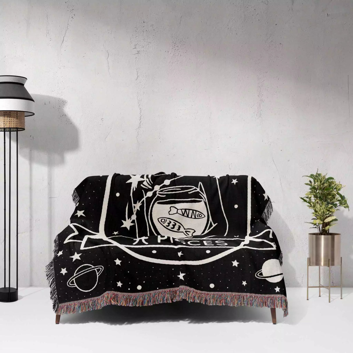 Pisces Zodiac Sign Astrology Woman Woven Throw Blanket Tapestry - DesignerOllie.com