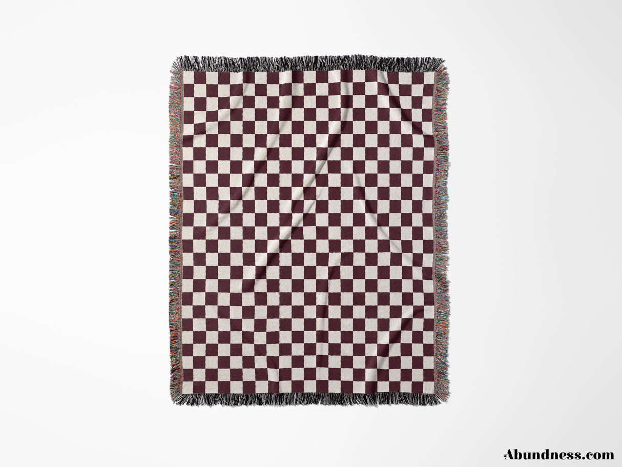 Red Checker Woven Throw Blanket