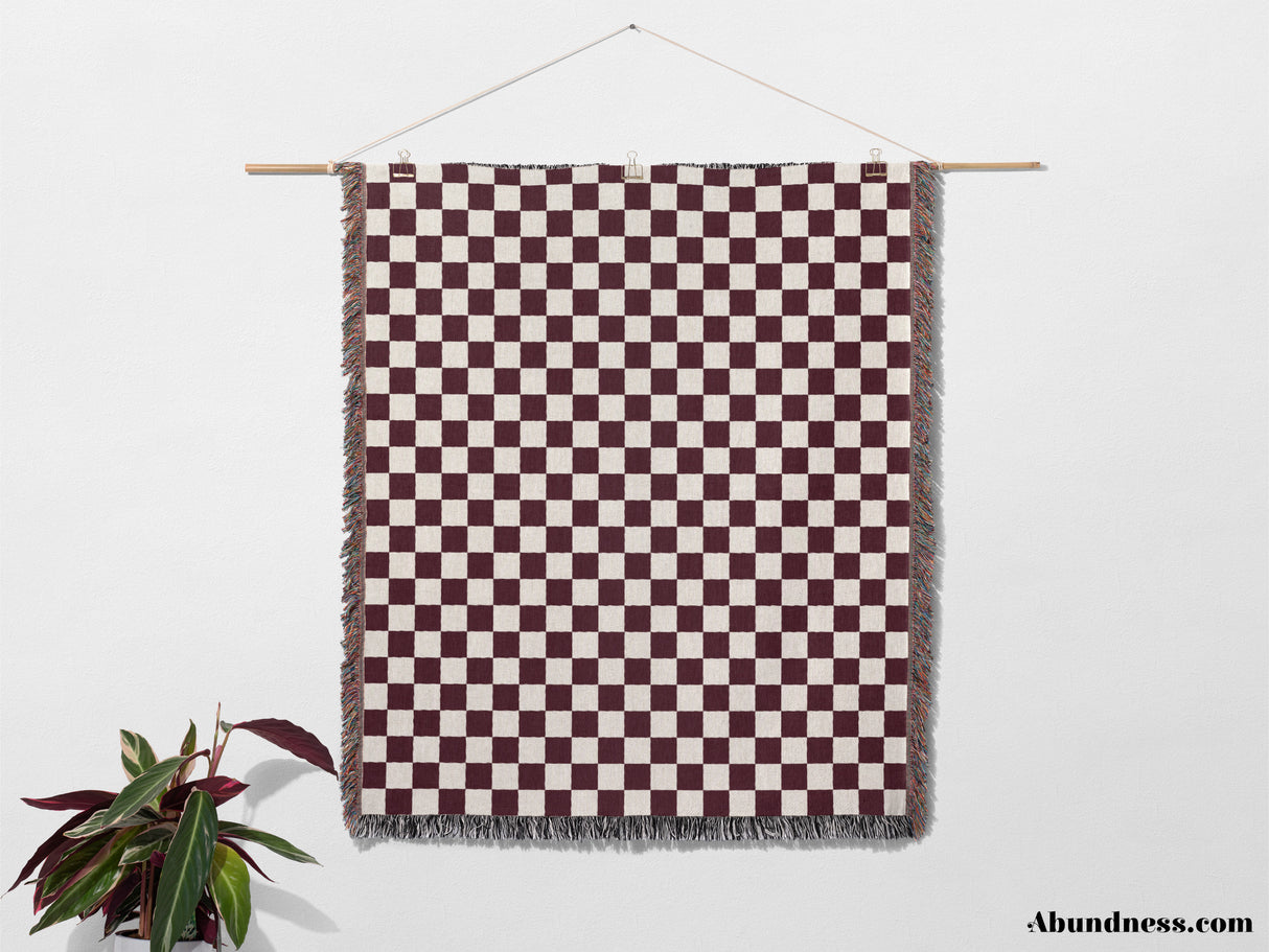 Red Checker Woven Throw Blanket