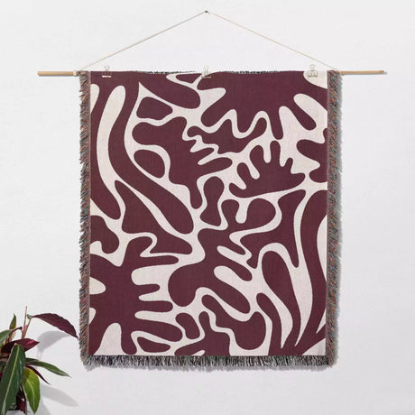 Red Coral Matisse Woven Throw Blanket - DesignerOllie.com