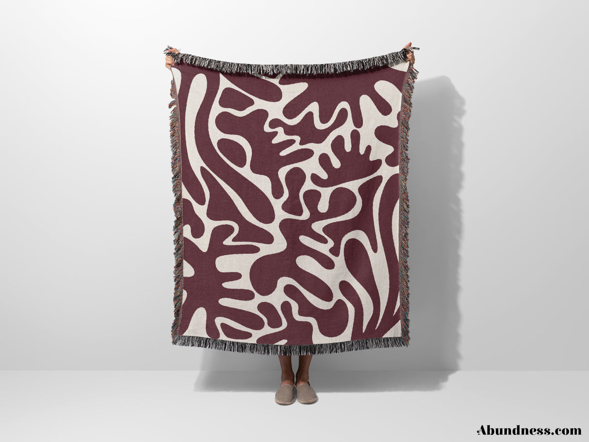 Red Coral Matisse Woven Throw Blanket