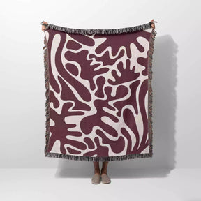 Red Coral Matisse Woven Throw Blanket - DesignerOllie.com