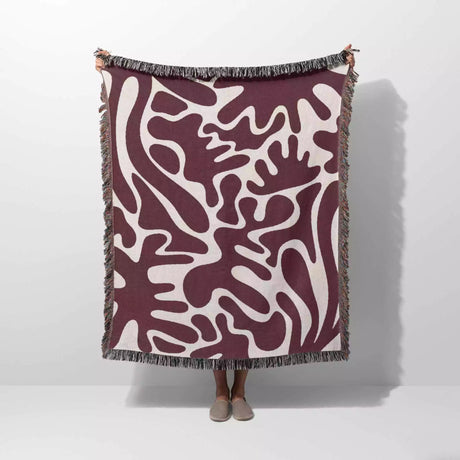 Red Coral Matisse Woven Throw Blanket - DesignerOllie.com