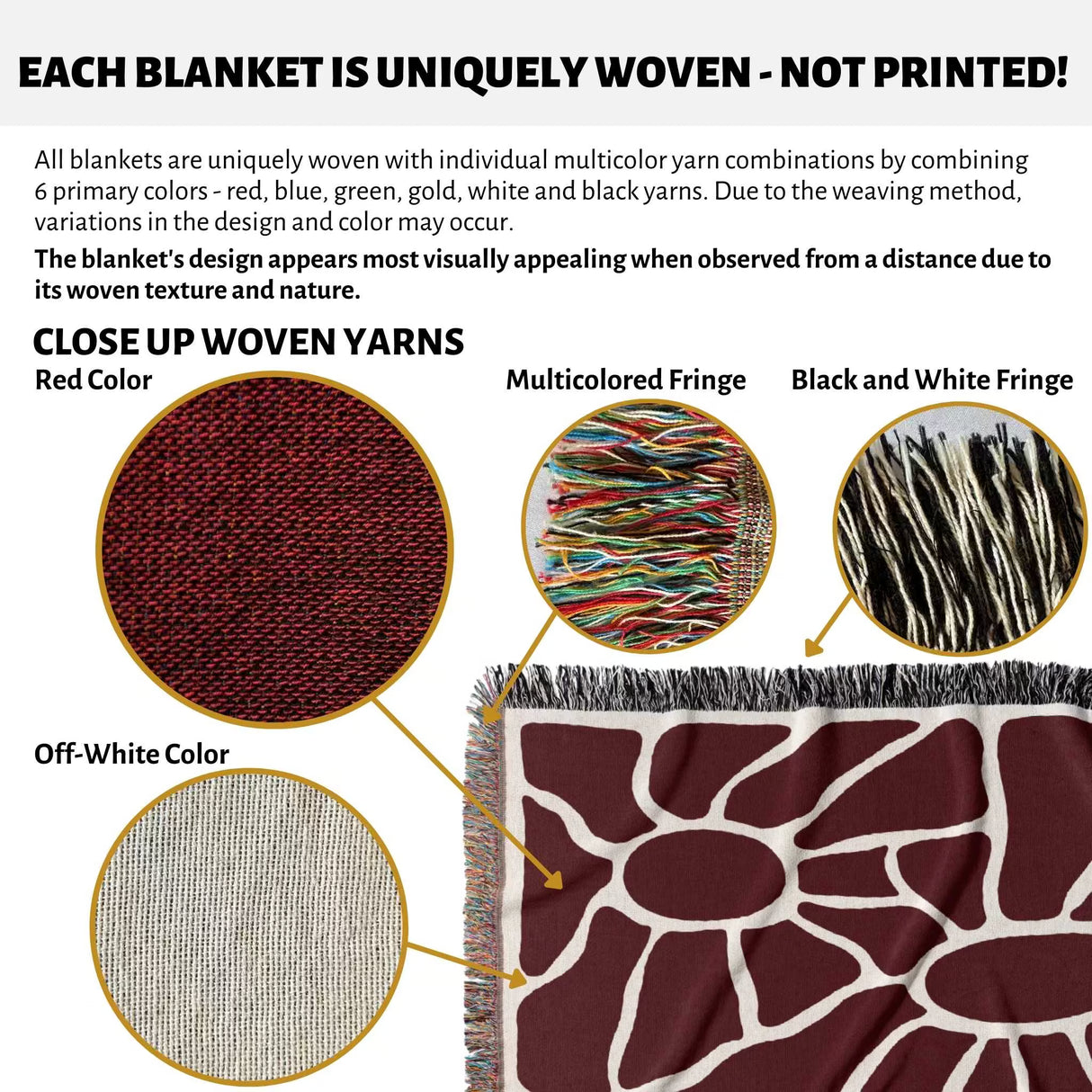 Product description of red Matisse tapestry throw blanket for couch and chair with close-up details and color options.