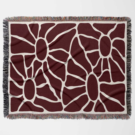 Red Matisse tapestry throw blanket for couch and chair horizontally flat on a white background