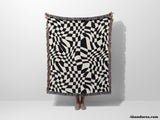 Funky Retro Style Black and White Checker Woven Throw Blanket