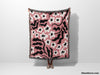 Groovy Black and Light Red Woven Throw Blanket and Tapestry