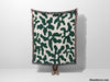 Retro Groovy Forest Green Flowers Woven Throw Blanket and Tapestry