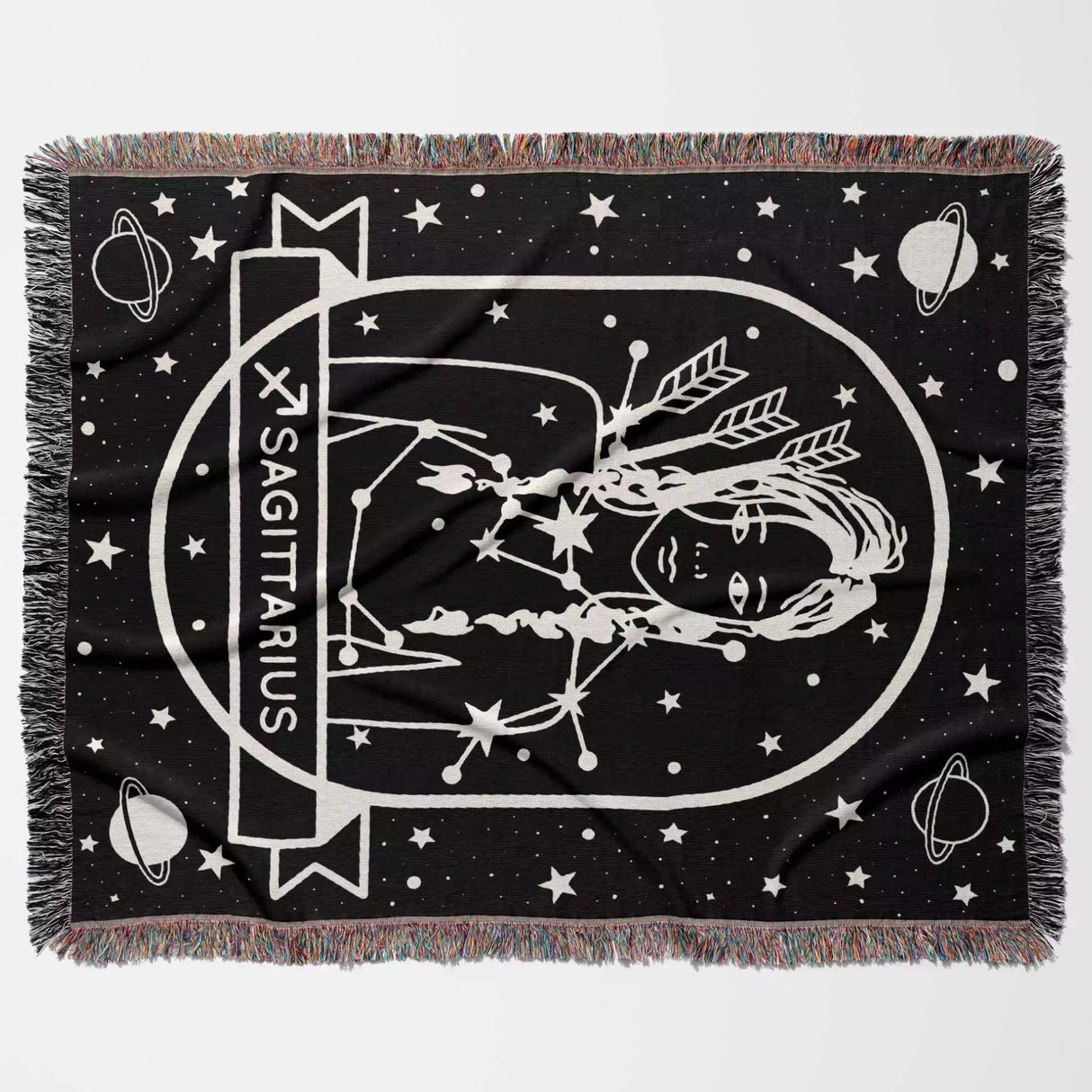 Sagittarius Zodiac Sign Astrology Woman Woven Throw Blanket Tapestry - DesignerOllie.com