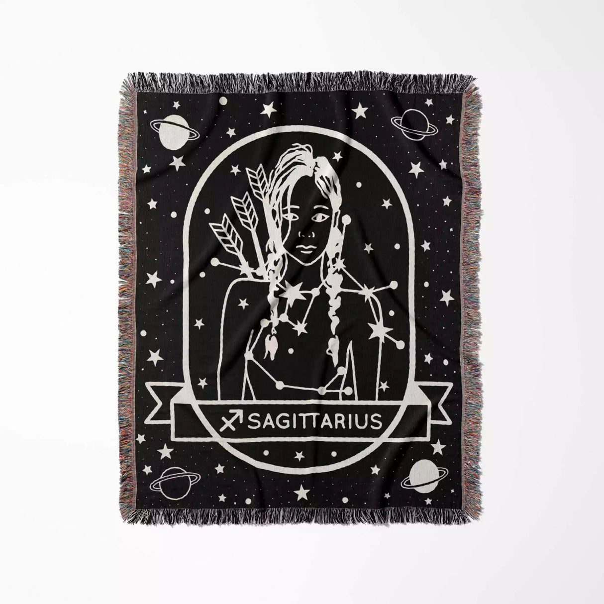 Sagittarius Zodiac Sign Astrology Woman Woven Throw Blanket Tapestry - DesignerOllie.com