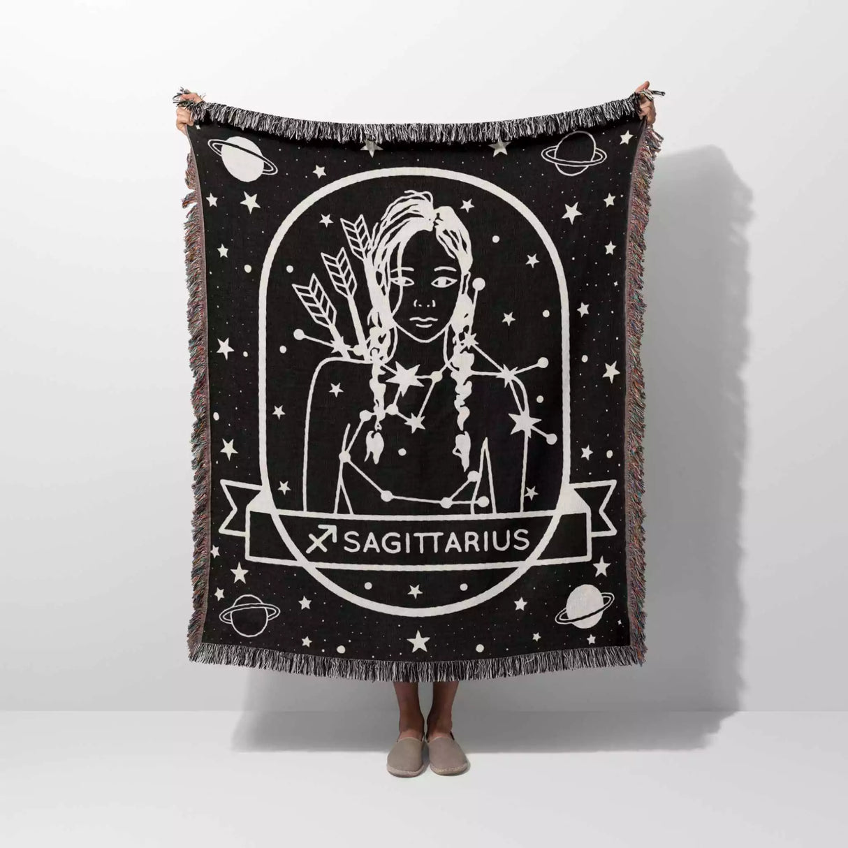 Sagittarius Zodiac Sign Astrology Woman Woven Throw Blanket Tapestry - DesignerOllie.com