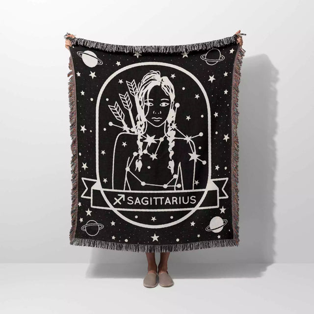 Sagittarius Zodiac Sign Astrology Woman Woven Throw Blanket Tapestry - DesignerOllie.com
