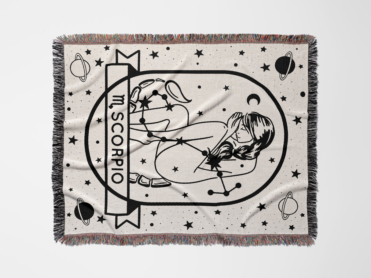 Scorpio Zodiac Sign Astrology Woman Woven Throw Blanket and Tapestry Blanket