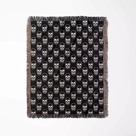 Simple Skull Monochrome Woven Throw Blanket and Tapestry - DesignerOllie.com