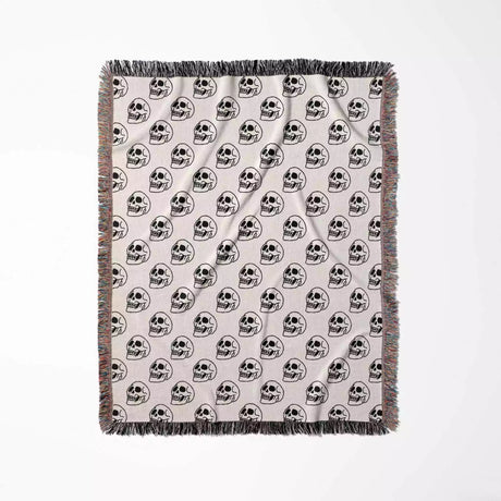 Skull Design Black and White Woven Throw Blanket and Tapestry - DesignerOllie.com