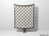 Skull Design Black and White Woven Throw Blanket and Tapestry