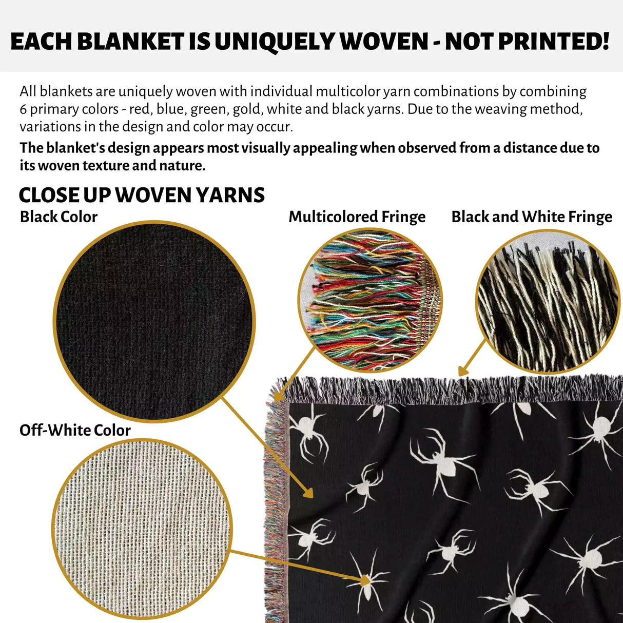 Spiders Halloween Woven Blanket Dark Gothic Decor - DesignerOllie.com