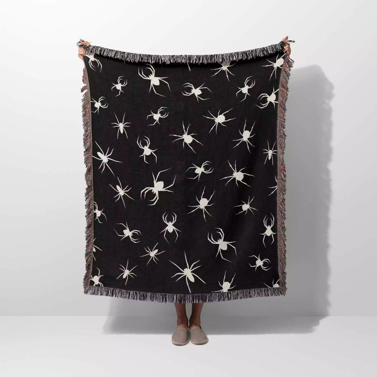 Spiders Halloween Woven Blanket Dark Gothic Decor - DesignerOllie.com