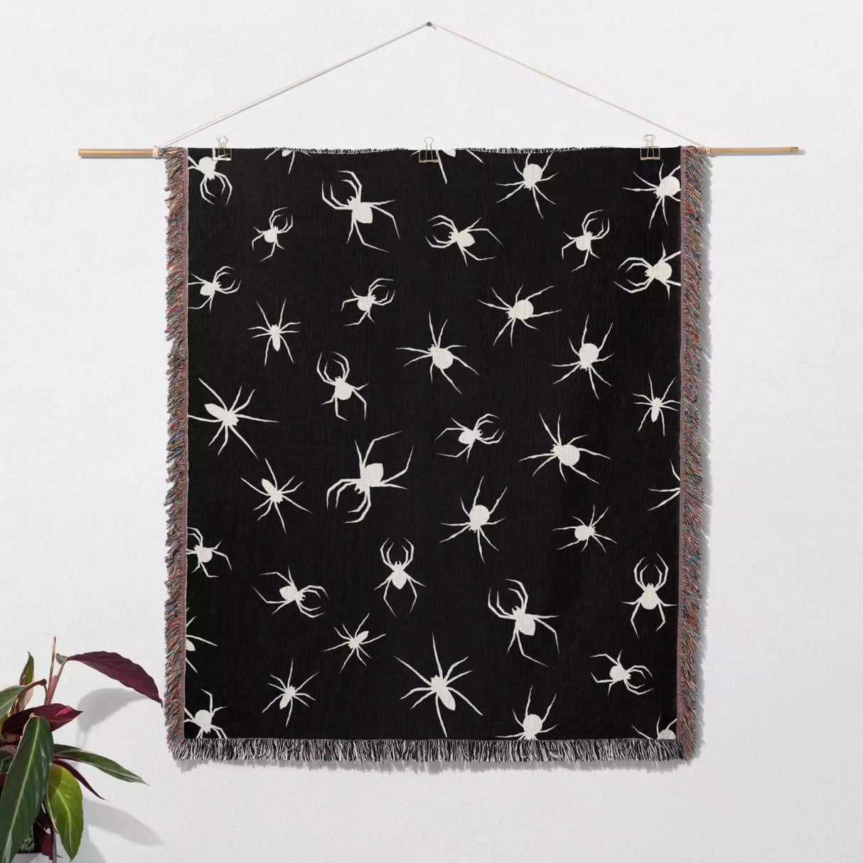 Spiders Halloween Woven Blanket Dark Gothic Decor - DesignerOllie.com