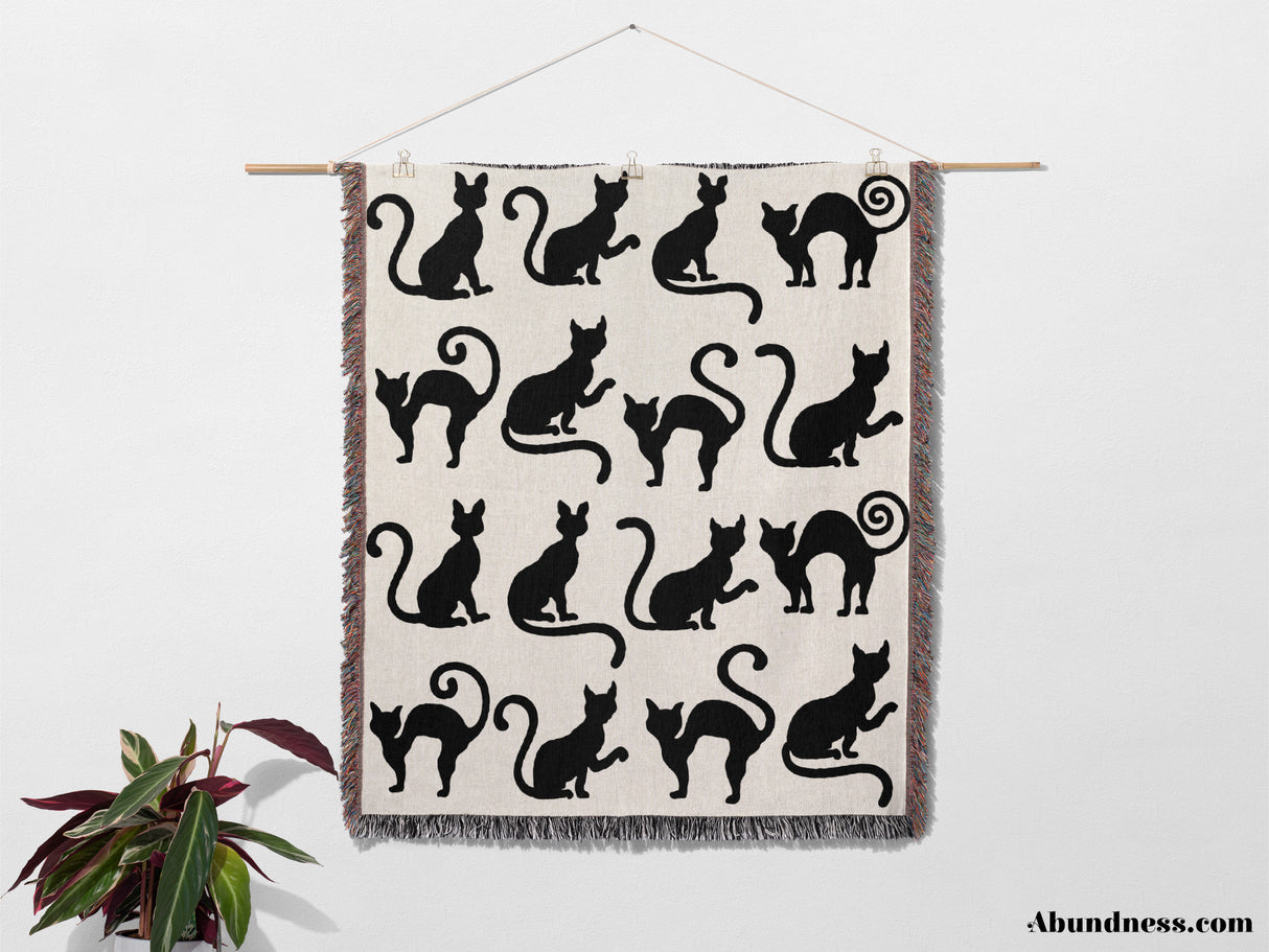 Spooky Cats Woven Throw Blanket