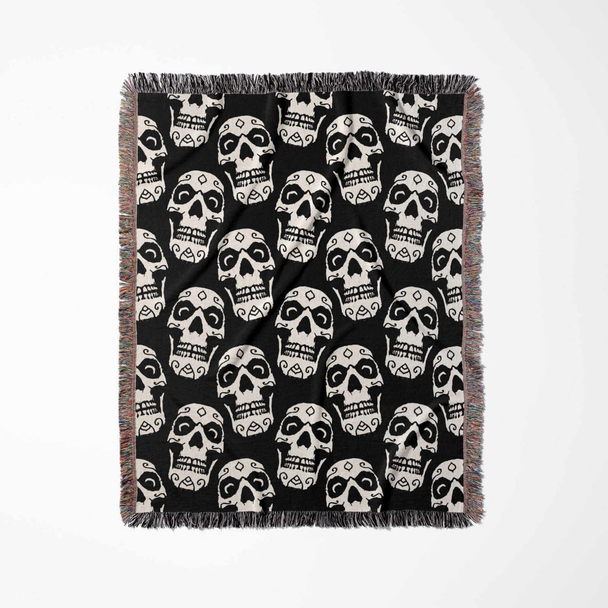 Blanket with skull pattern on a white background