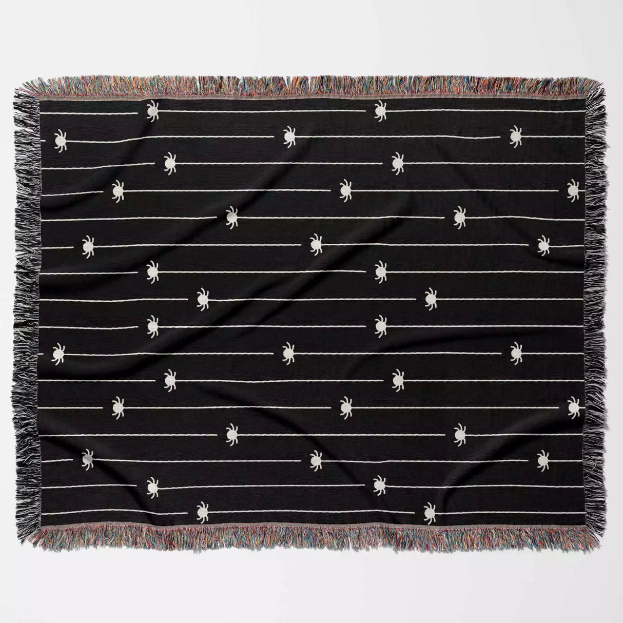 Spooky Halloween Woven Blanket With Spiders - DesignerOllie.com